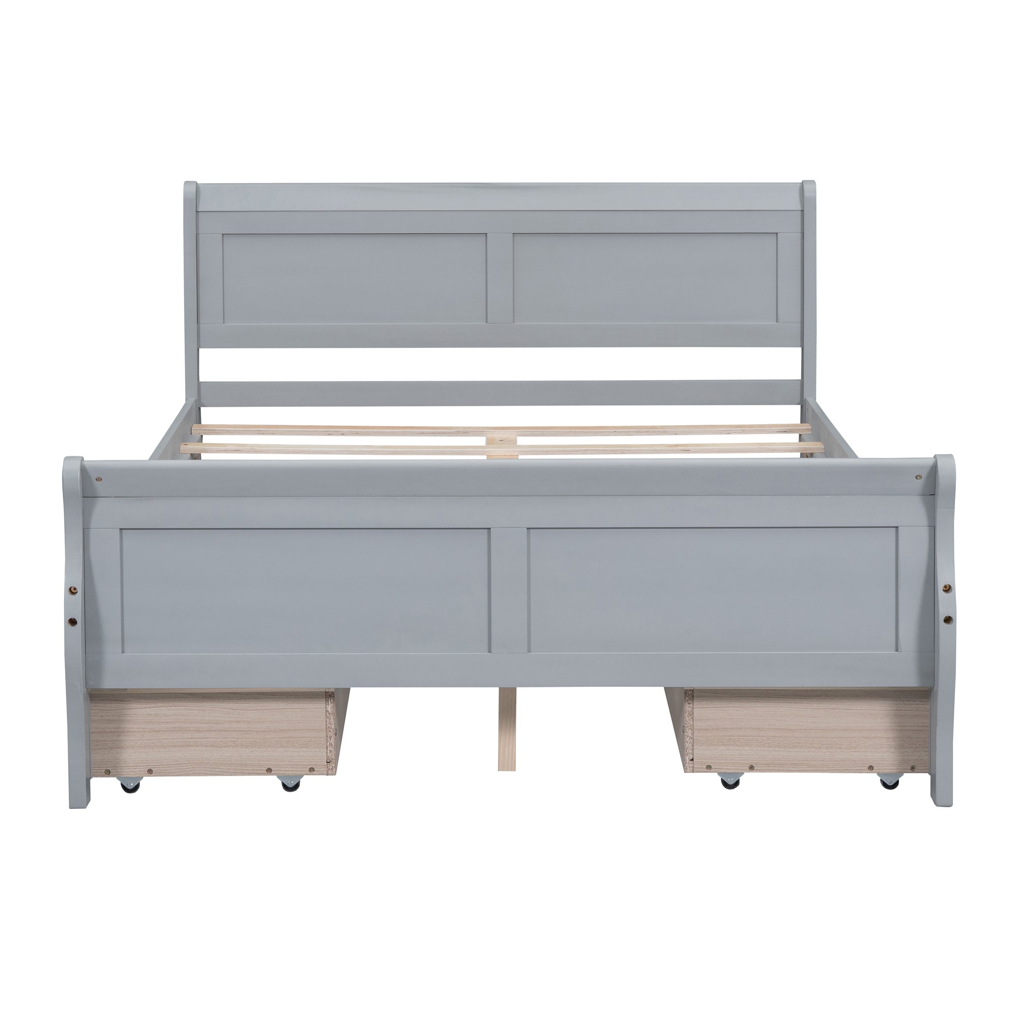 Full Size Wood Platform Bed with 4 Drawers and Streamlined Headboard & Footboard, Gray - Atlantic Fine Furniture Melbourne FL