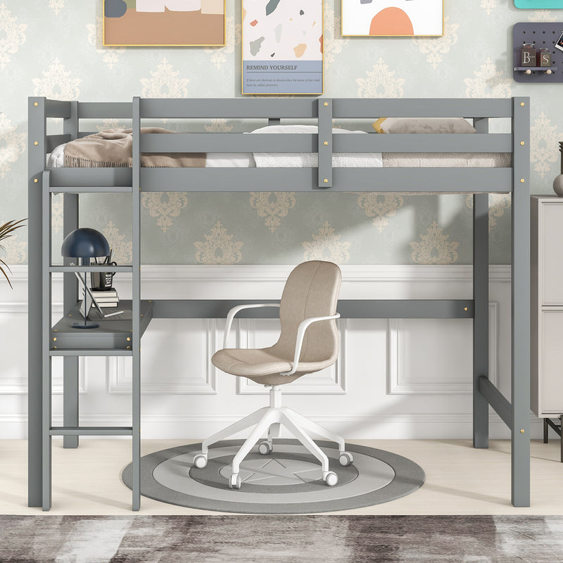 Twin Loft Bed with  built-in desk,Grey(Old SKU:W50450910)