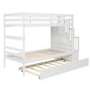 Twin Over Twin Bunk Beds With Twin Trundle And Stairway Storage Function