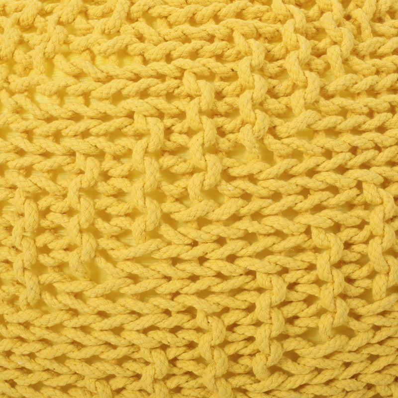 Bordeaux - Knitted Cotton Round Pouf Ottoman