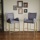 Velvet Fabric Counter Height Bar Stools (Set of 2)