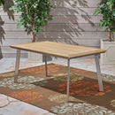 Outdoor Dining Table With Eucalyptus Wood Topped - Silver