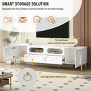 Retro TV Stand With 6 Metal Legs, 2 Cabinets, 4 Drawers And Anti-Tip Device