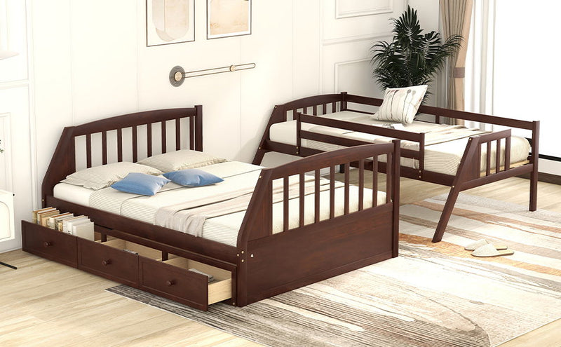 Bunk Bed With Drawers, Ladder And Storage Staircase