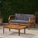 Aston - 2 Piece Wood Outdoor Patio Conversation Seating Set With Cushions