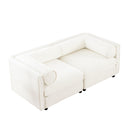 Stylish Chenille Sofa With Storage Seat And Cylindrical Backrest