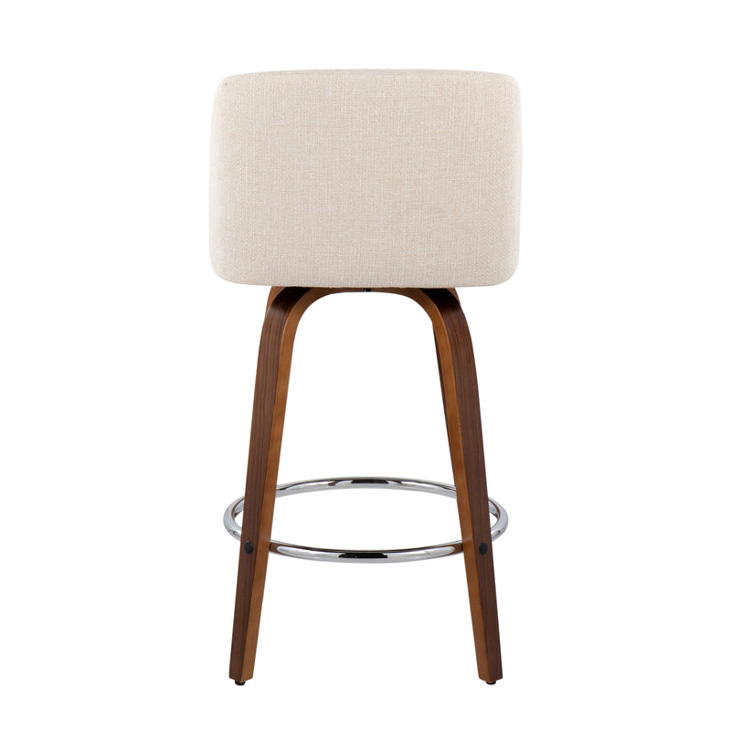 Toriano - Mid-Century Modern Fixed Height Counter Stool With Round Footrest (Set of 2)