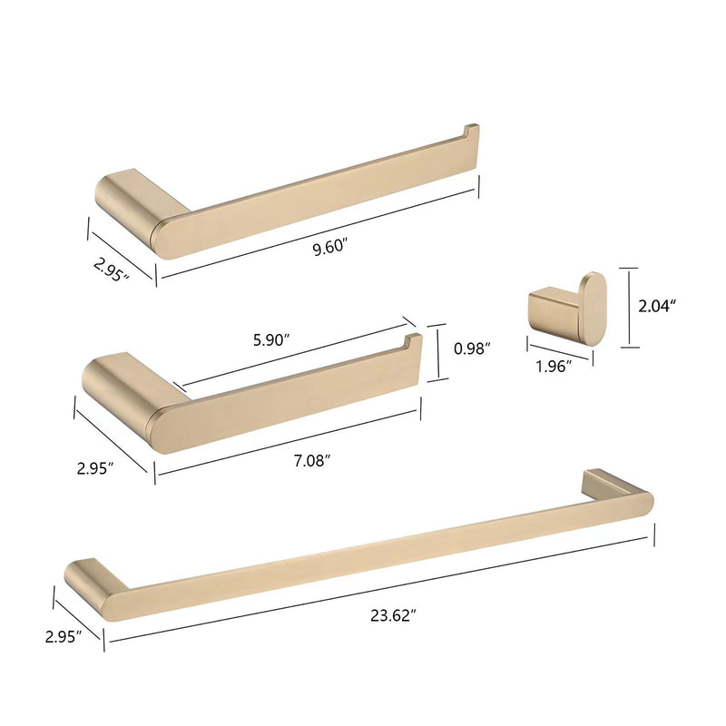 Modern Brushed Wall Mounted Bathroom Hardware Set With Robe Hook, Towel Rail, And Tissue Paper Holder