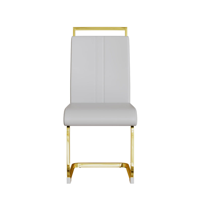 Modern Glass Dining Table Set For 4 With Golden Plating Legs And Chairs - Transparent