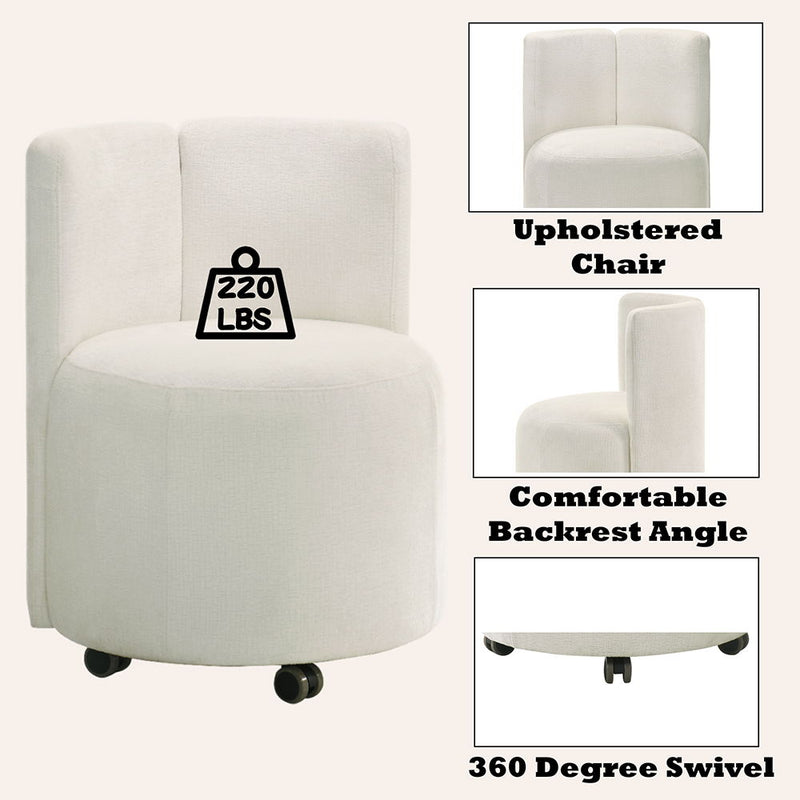 Blayde - Side Chair With Swivel (Set of 2) - White Chenille Fabric