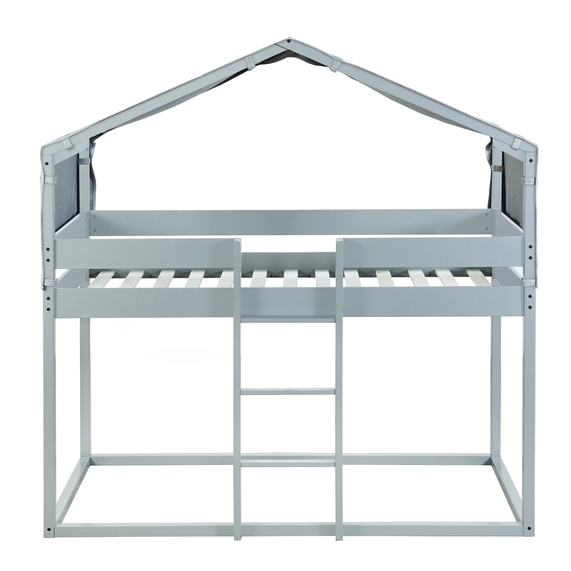 Twin Over Twin Bunk Bed Wood Bed with Tent, Gray - Atlantic Fine Furniture Melbourne FL