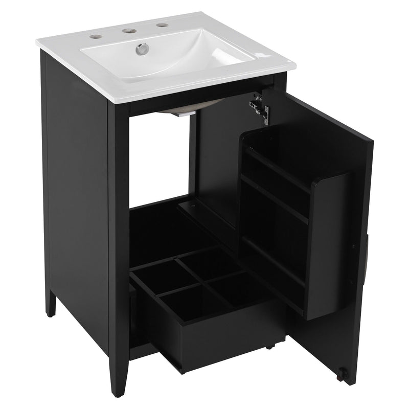 Modern Bathroom Vanity With Sink, Functional Drawer, Soft- Closing Door