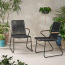 Moonstone - Outdoor Club Chair Set With Rope Weave Design - Black
