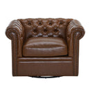 Chesterfield Style Swivel Club Chair With Button Tufted
