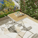 Modern Folding Square Table, Water Proof And Wear Resistant - Apricot / White