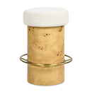 Nebula - Backless Round Upholstered Counter Stool With Burl - Ivory White