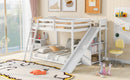 Full over Full Bunk Bed with Ladder, Slide and Shelves, White