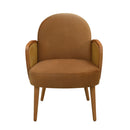 Accent Chair With Rattan Armrests And Wooden Legs Velvet For Living Room