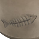 Rustic Magnesium Oxide Side Table With Fish Pattern Design - Gray