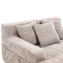 Chenille Interior Lazy Sofa Chaise Longue Armchair With 3 Pillows And Armrests