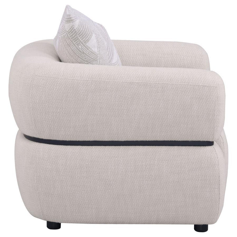 Jeanette - Fabric Upholstered Round Arm Accent Chair - Beige