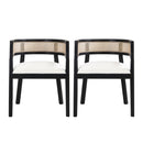 Contemporary Dining Chair Set With Rattan Backrest