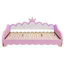 Extending Daybed With LED Lights, Modern Upholstered Princess Daybed With Crown Headboard