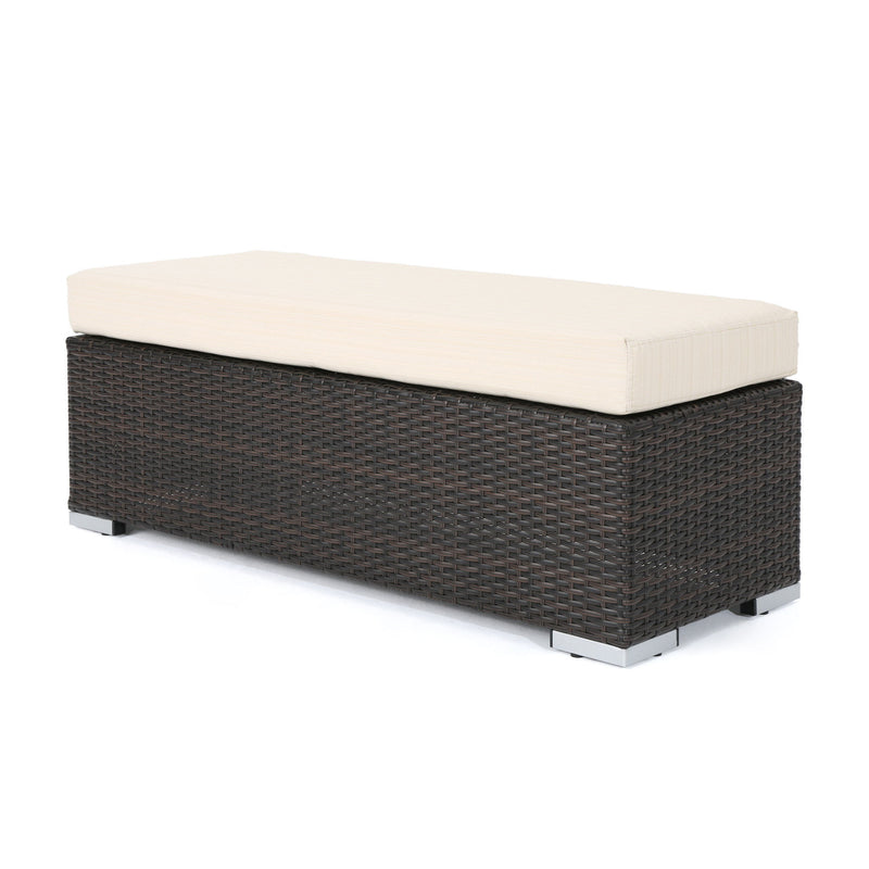 Enthrallia - Outdoor Wicker Bench With Foam Filled Cushion