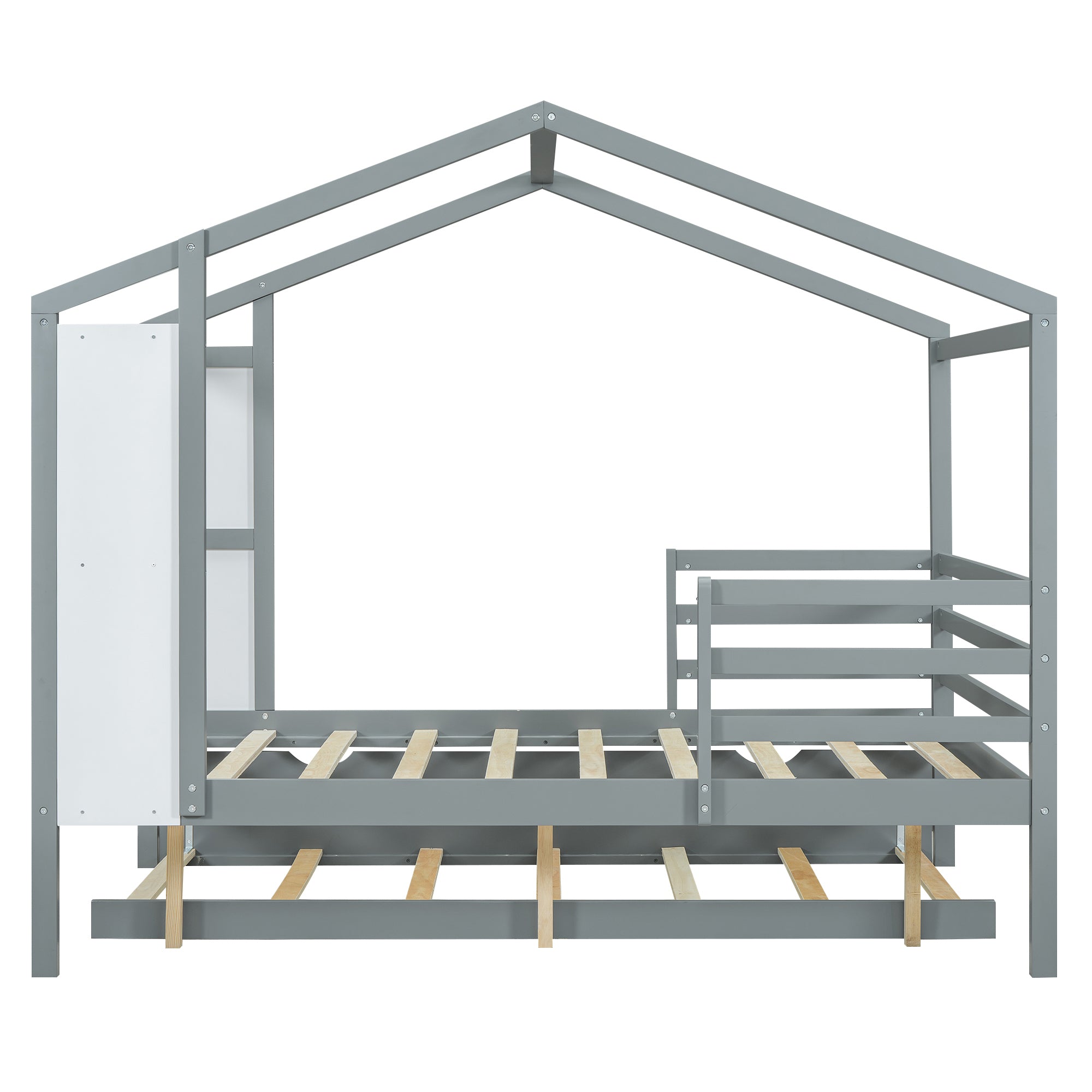 Full Size Wood House Bed with Fence and Writing Board, Gray - Atlantic Fine Furniture Melbourne FL
