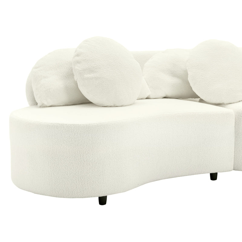 Modern Living Room Sofa Lamb Velvet Upholstered For Home