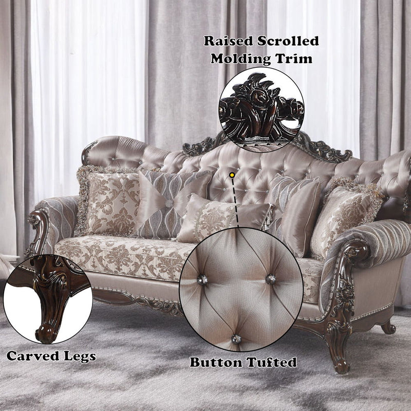 Benbek - Sofa - Fabric & Antique Oak Finish