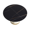 53.15" Modern Artificial Stone Round Carbon Steel Base Dining Table, Can Accommodate 6 People - Black / White