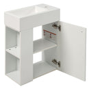 Floating Bathroom Vanity With Resin Basin, Left Side Storage - White