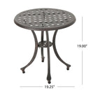 Lunaire - Outdoor Round Cast Aluminum Side Table With Lattice Top And Curved Legs - Bronze