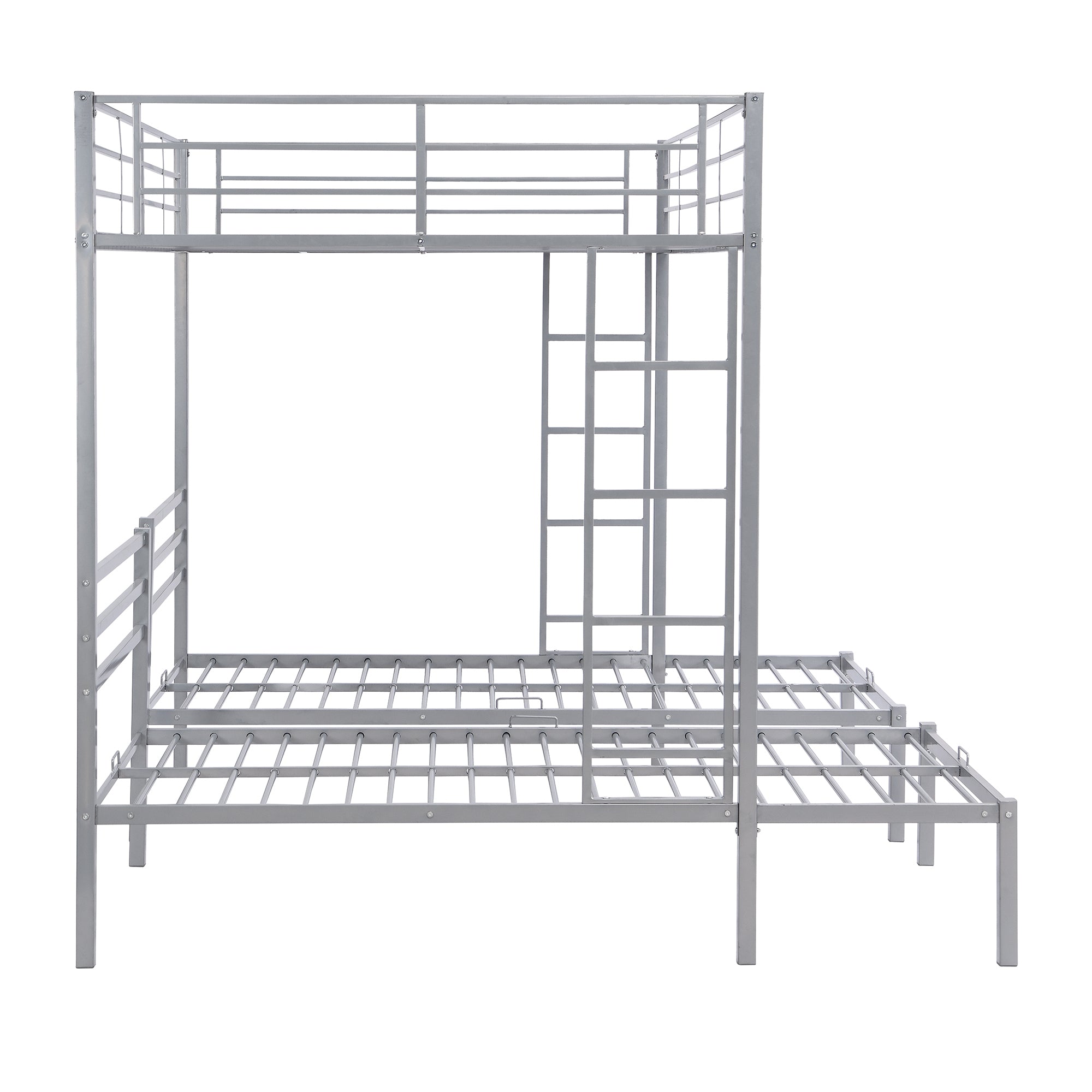 Full over Twin&Twin Size Bunk Bed with Built-in Shelf, Silver - Atlantic Fine Furniture Melbourne FL