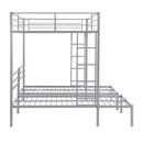 Full over Twin&Twin Size Bunk Bed with Built-in Shelf, Silver