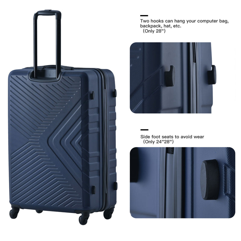 3 Piece Luggage Sets Lightweight Suitcase With Two Hooks, Spinner Wheels, Tsa Lock, Durable Hard Shell