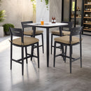 5 Pieces Outdoor Patio Bar Set, Rounded Square Table & 4 Aluminum Bar Stools