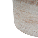 Modern Concrete Side Table With Travertine, Indoor / Outdoor Use - Beige