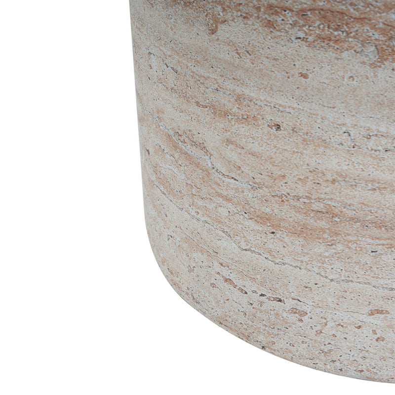 Modern Concrete Side Table With Travertine , Indoor / Outdoor Use - Beige