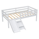 Twin Low Loft Bed with Slide,  Ladder, Safety Guardrails, No Box Spring Needed,White
