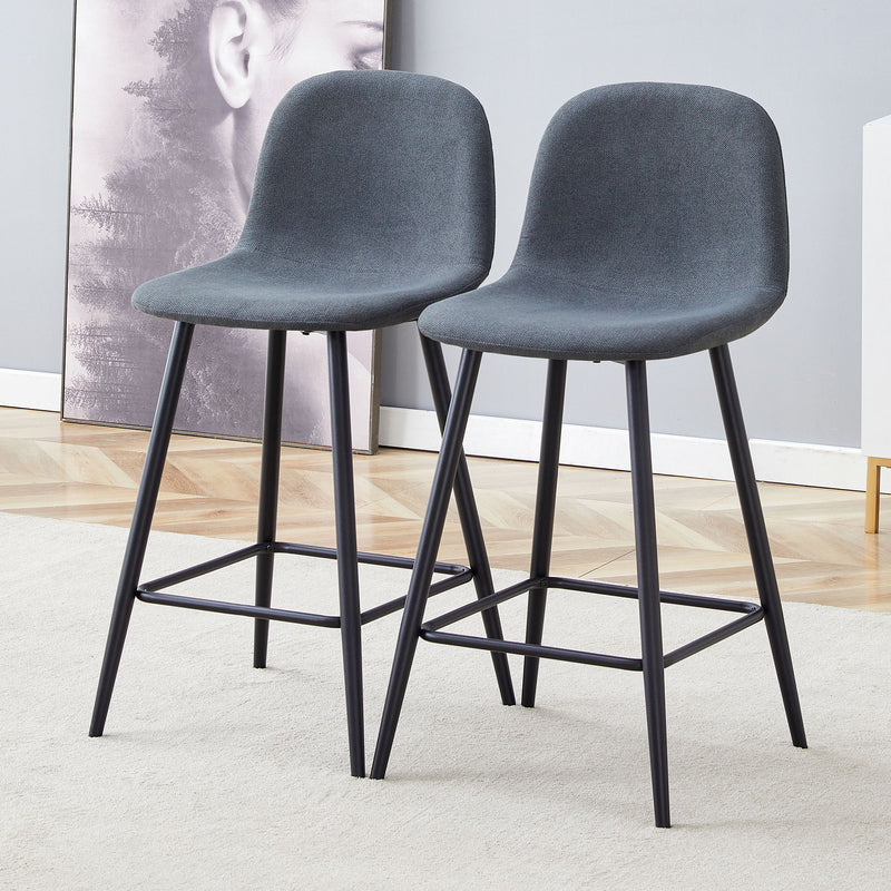 Modern Black Pu Bar Chair Rounded Backrest (Set of 2)
