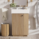 Bathroom Vanity With Sink, Freestanding Wood Grain Cabinet With Storage