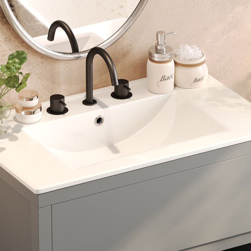 Freestanding Bathroom Vanity With Ceramic Sink, 2 Full Extension Drawers