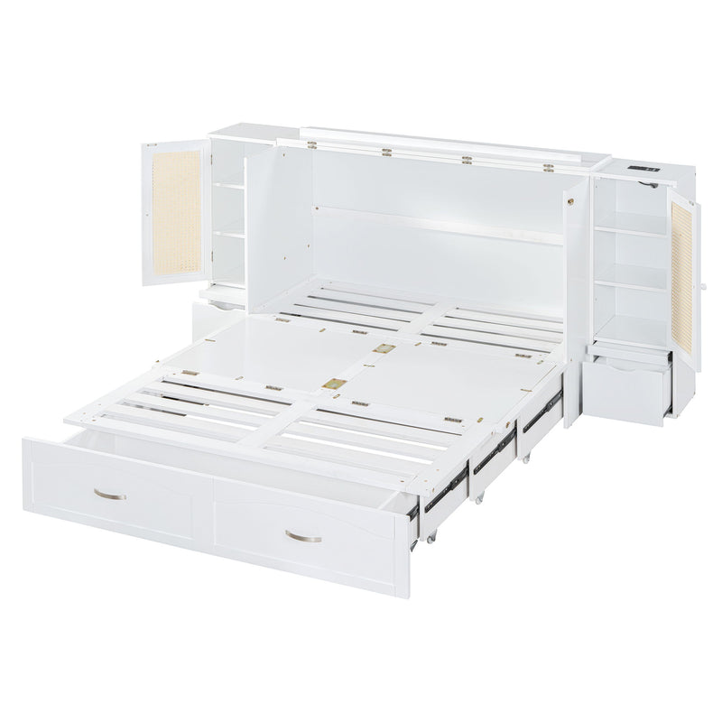Murphy Wall Bed With Drawer And Rattan Decoration