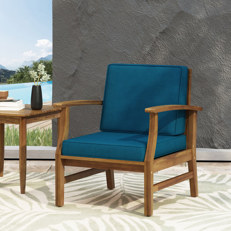 Kaleidoscope - Club Chair With Slat Paneling - Blue