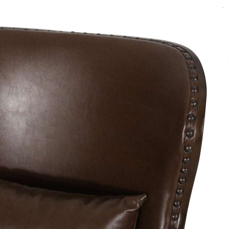 Accent Chair With Nailhead Trim And Birch Wood Legs - Dark Brown