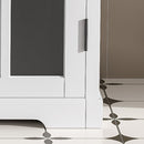 Modern Bathroom Vanity With Ceramic Sink, Tempered Blurred Glass Doors