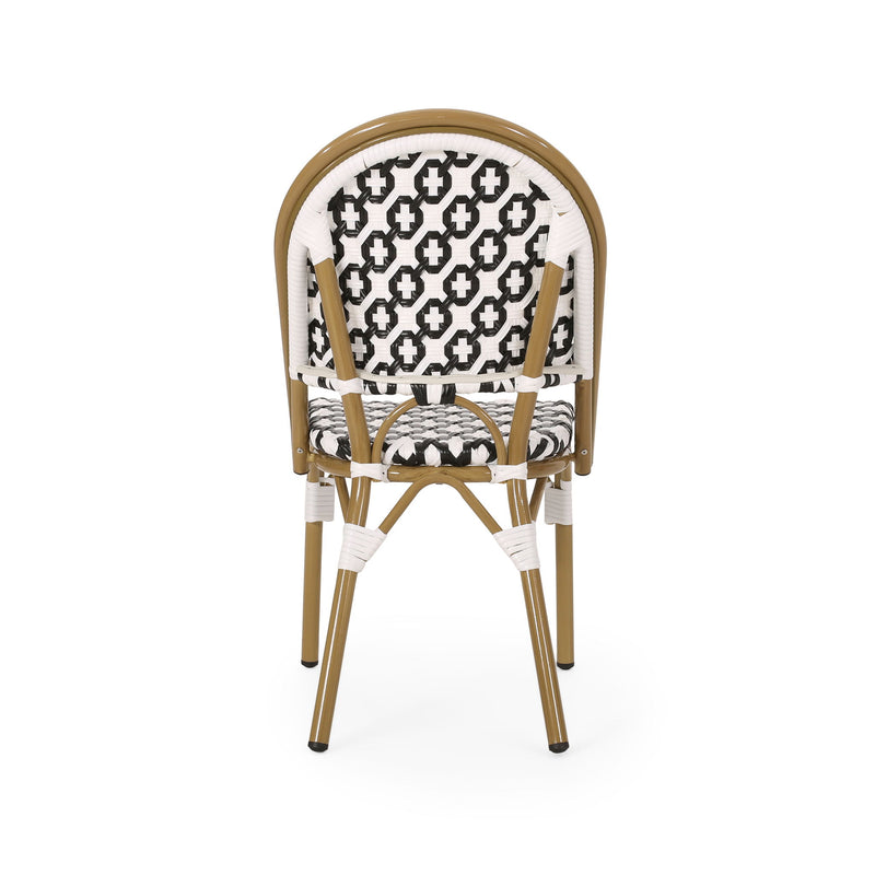 Chic French Bistro Chair With Durable Rattan And Aluminum Frame