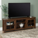Modern Farmhouse 2 Door Glass Windowpane 70" TV Stand For 80" TVs